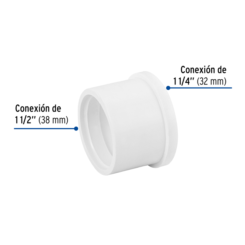 Reducción bushing de PVC 1-1/2 x 1-1/4", FOSET