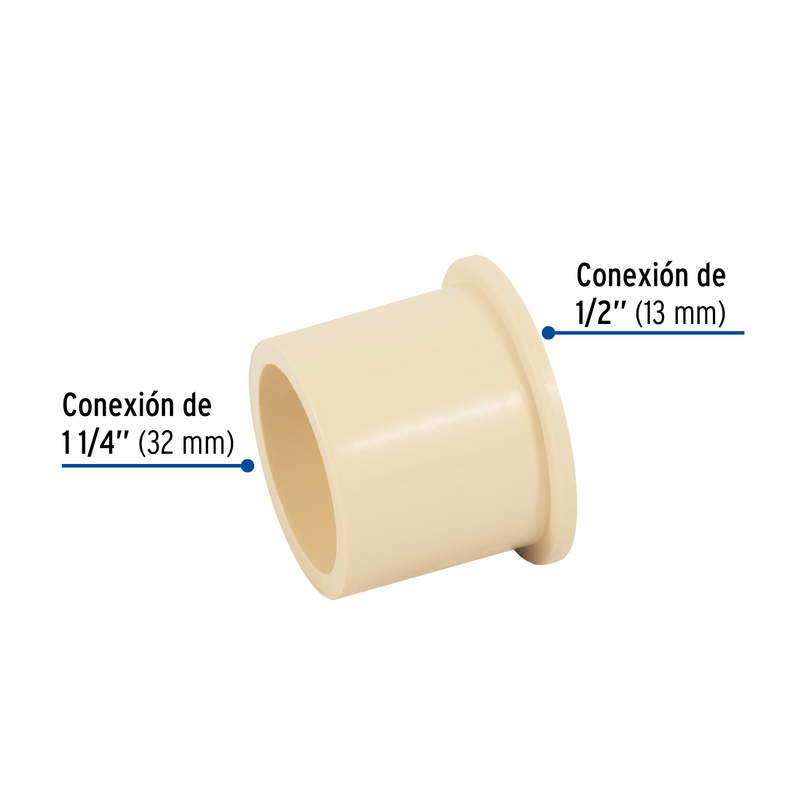 Reducción bushing de CPVC 1-1/4" x 1/2", FOSET