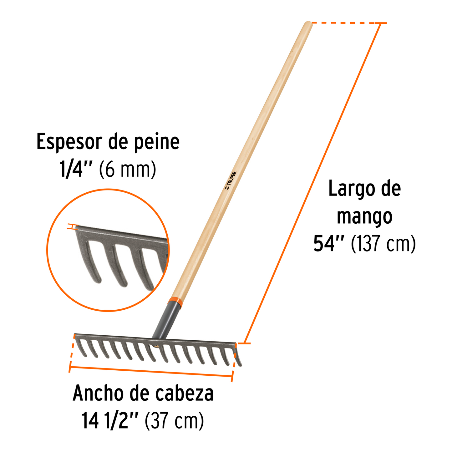 Rastrillo recto, 14 dientes