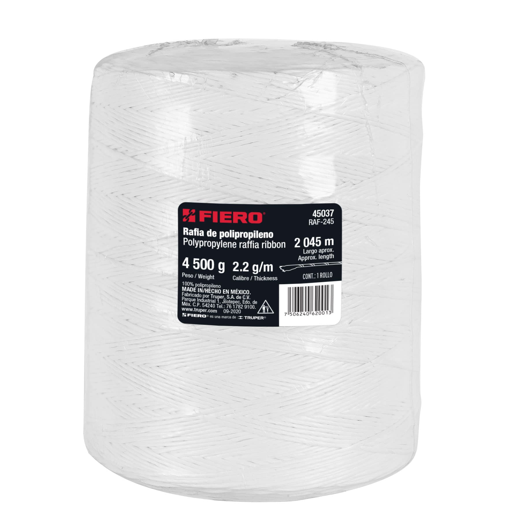 Rafia, 2.2 g/m,  4.5 kg, blanca