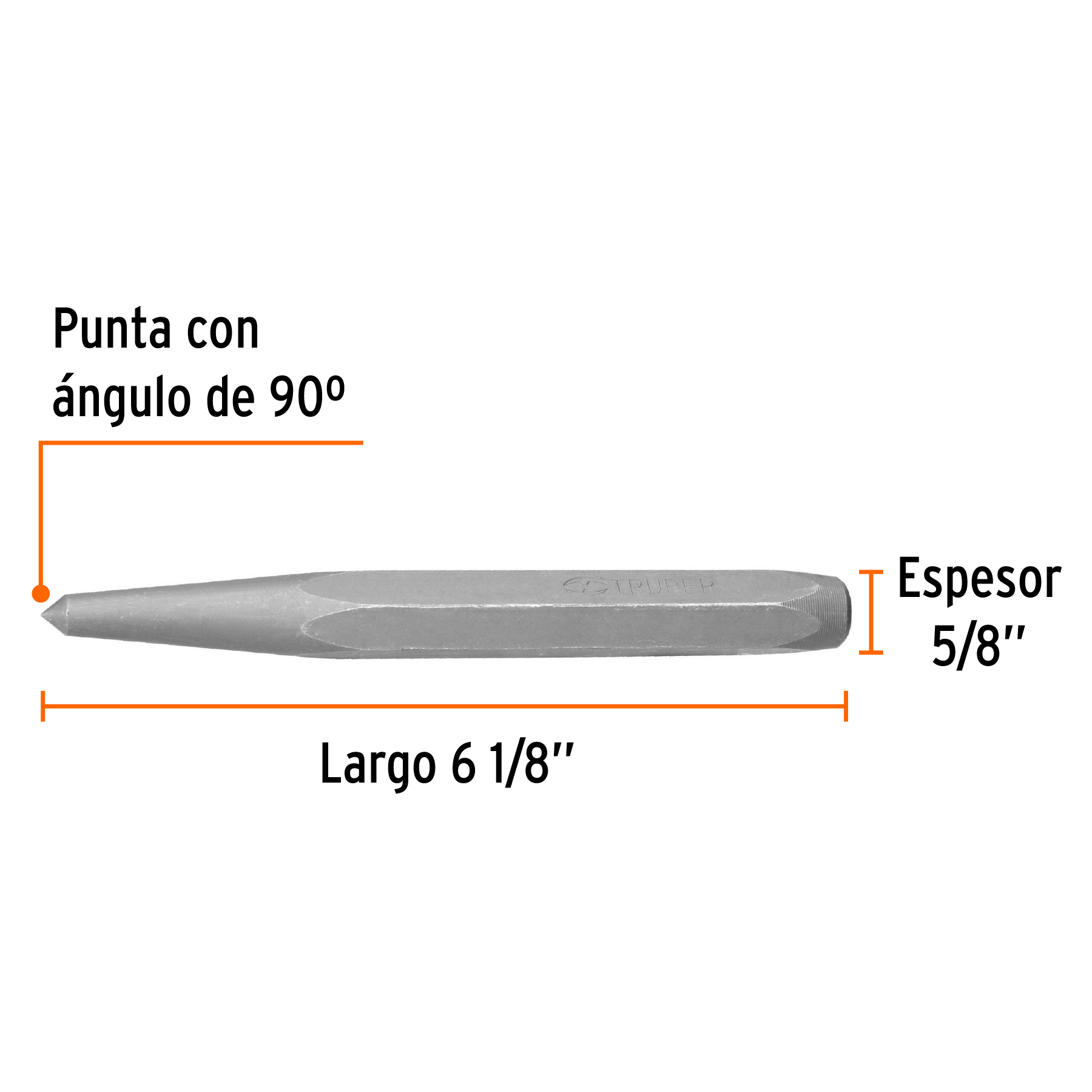 Punzón 5/8" para barrenar, largo 6-1/8"