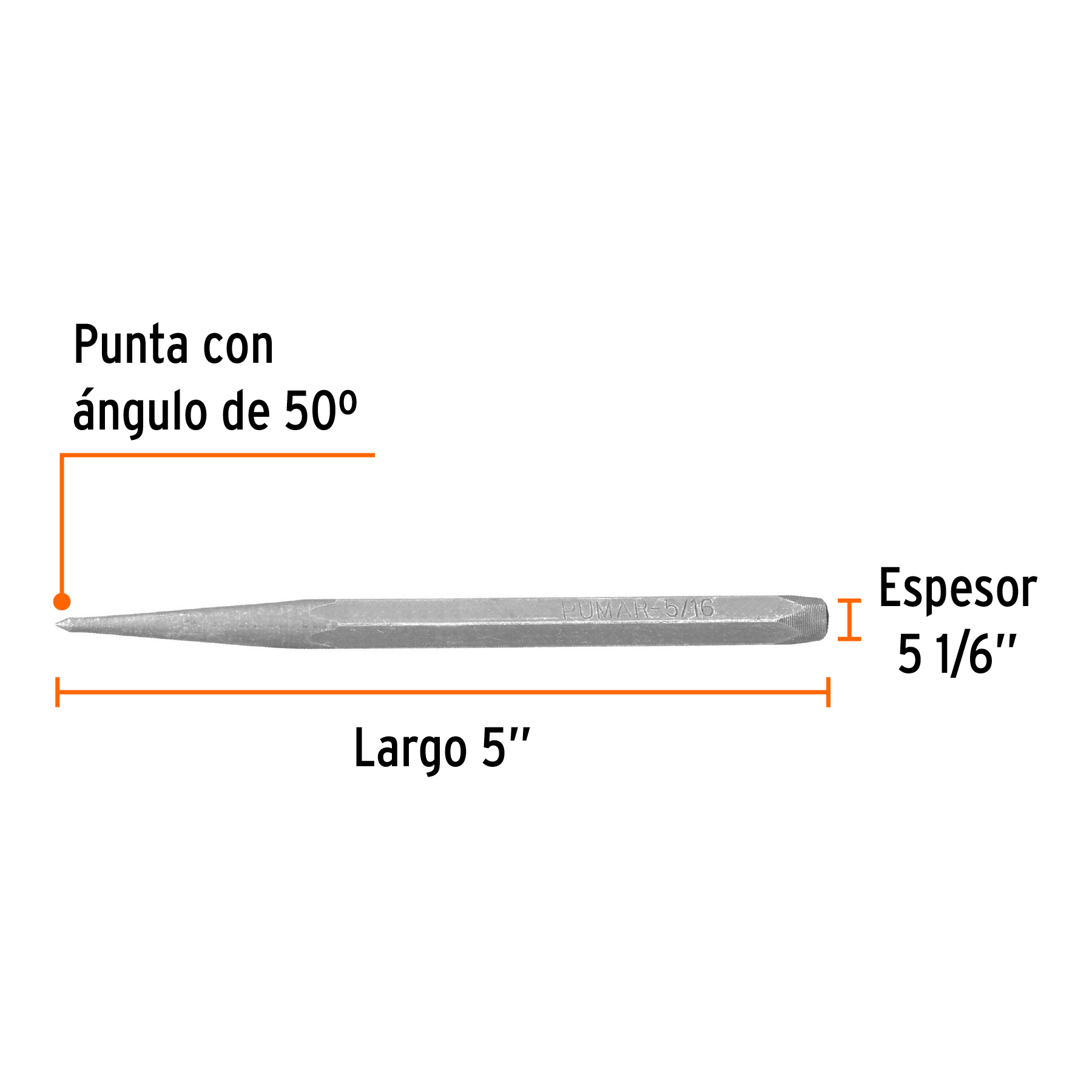 Punzón 5/16" para marcar, largo 5"