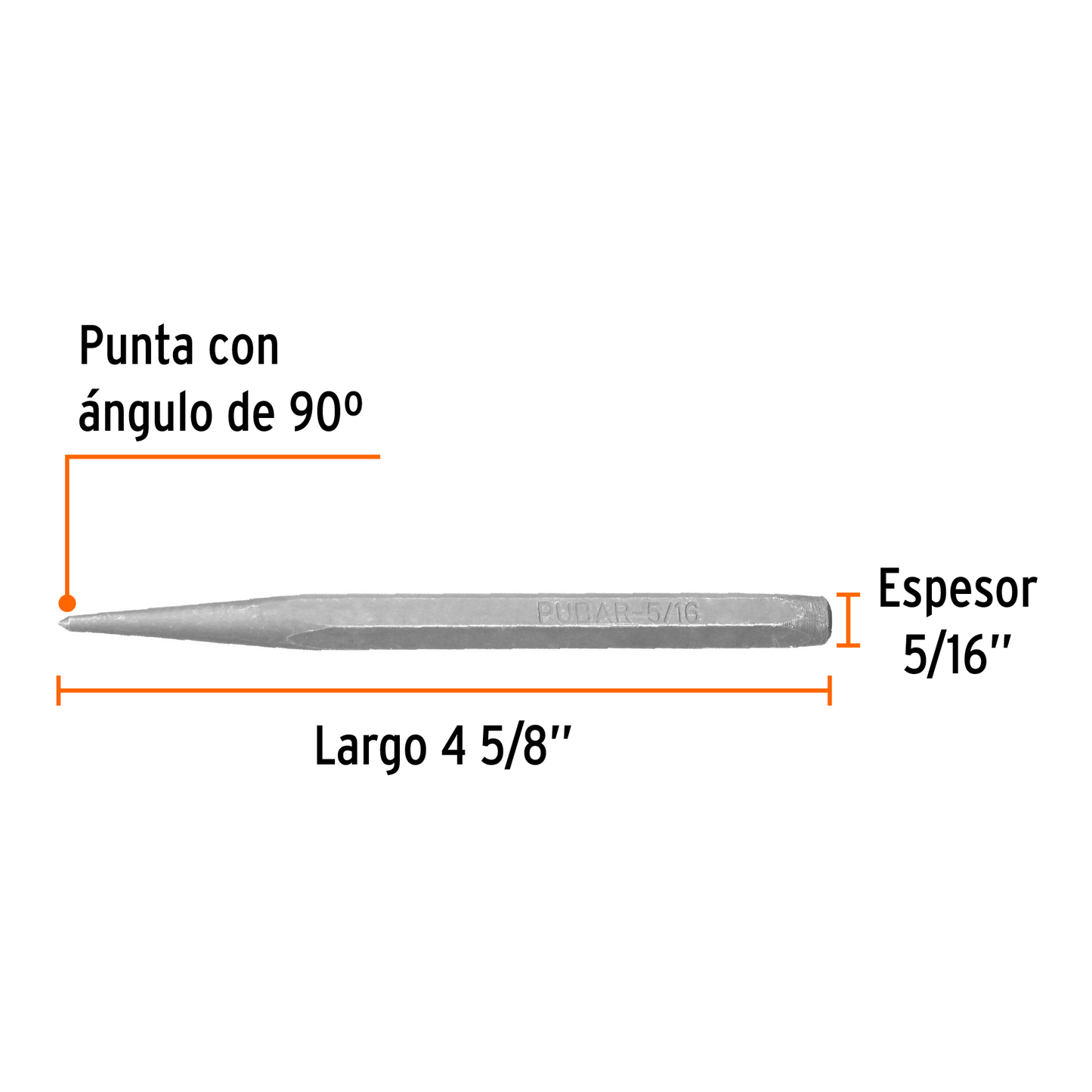 Punzón 5/16" para barrenar, largo 4-5/8"