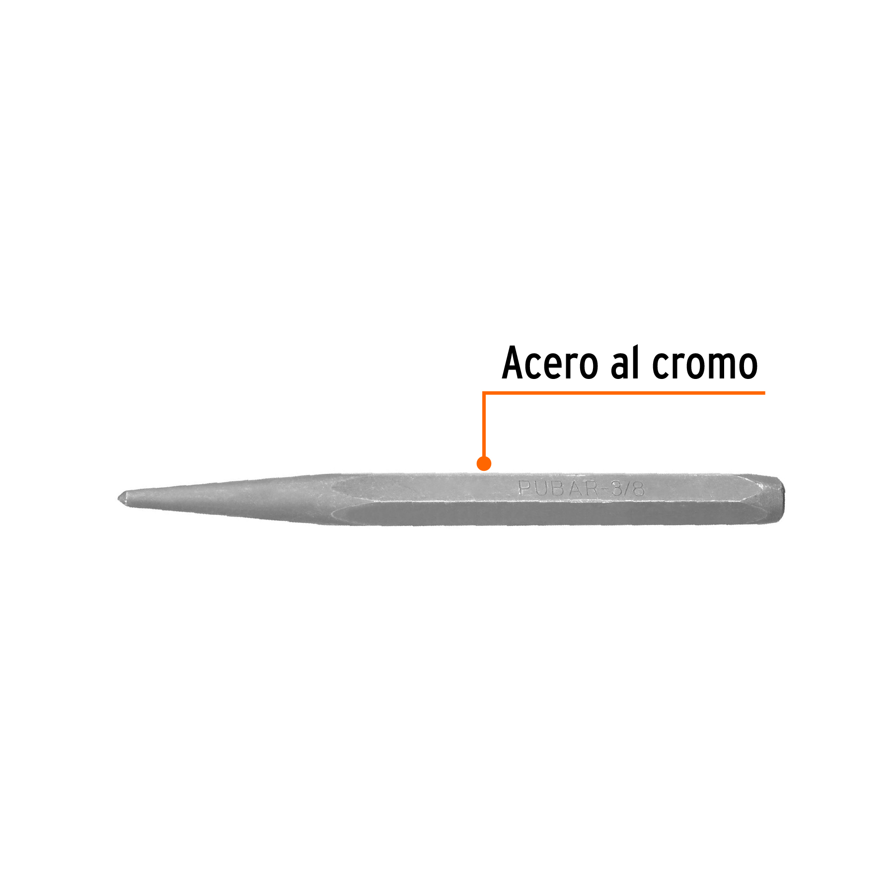 Punzón 3/8" para barrenar, largo 4-7/8"