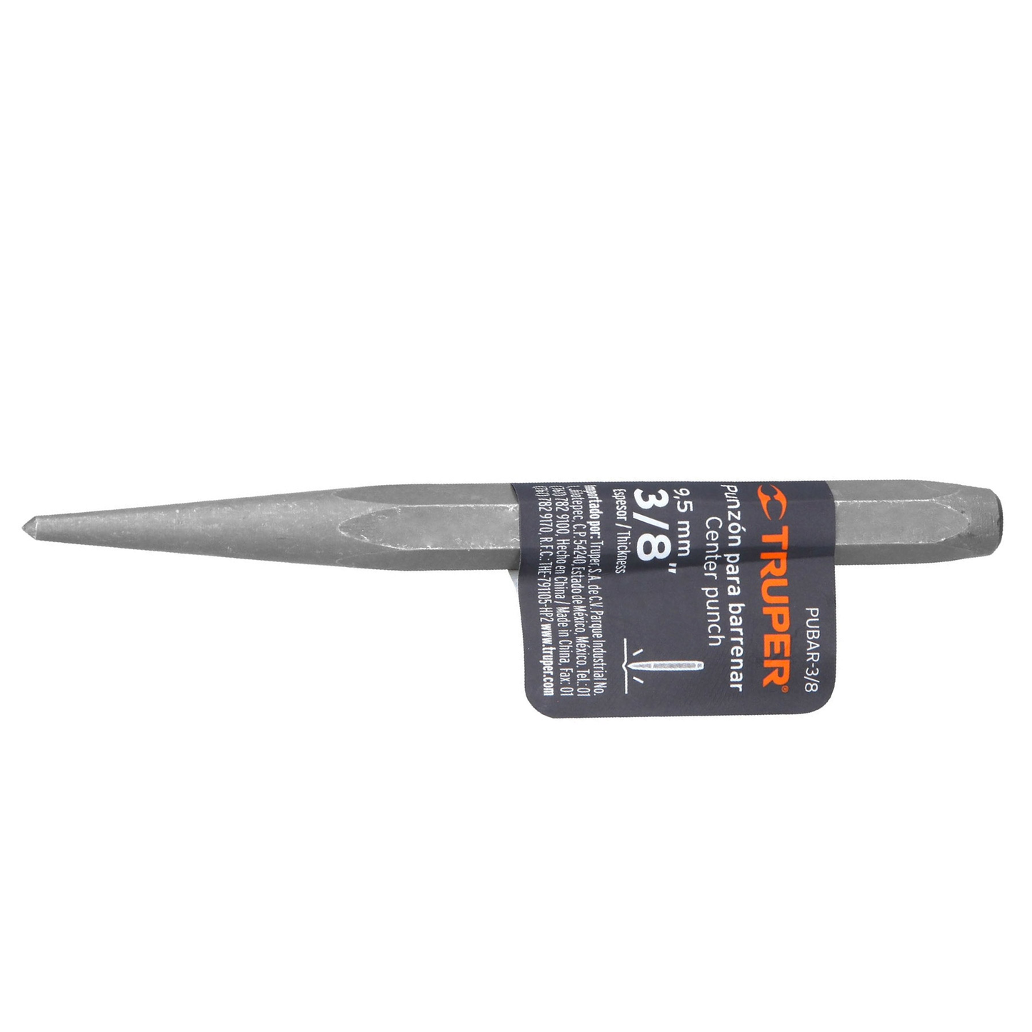 Punzón 3/8" para barrenar, largo 4-7/8"