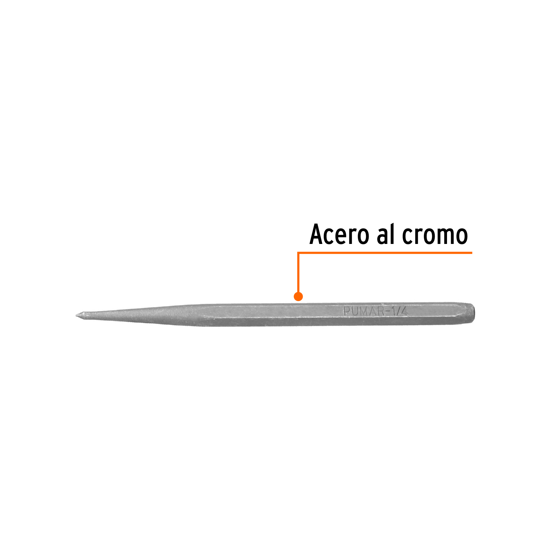 Punzón 1/4" para marcar, largo 4-3/4"