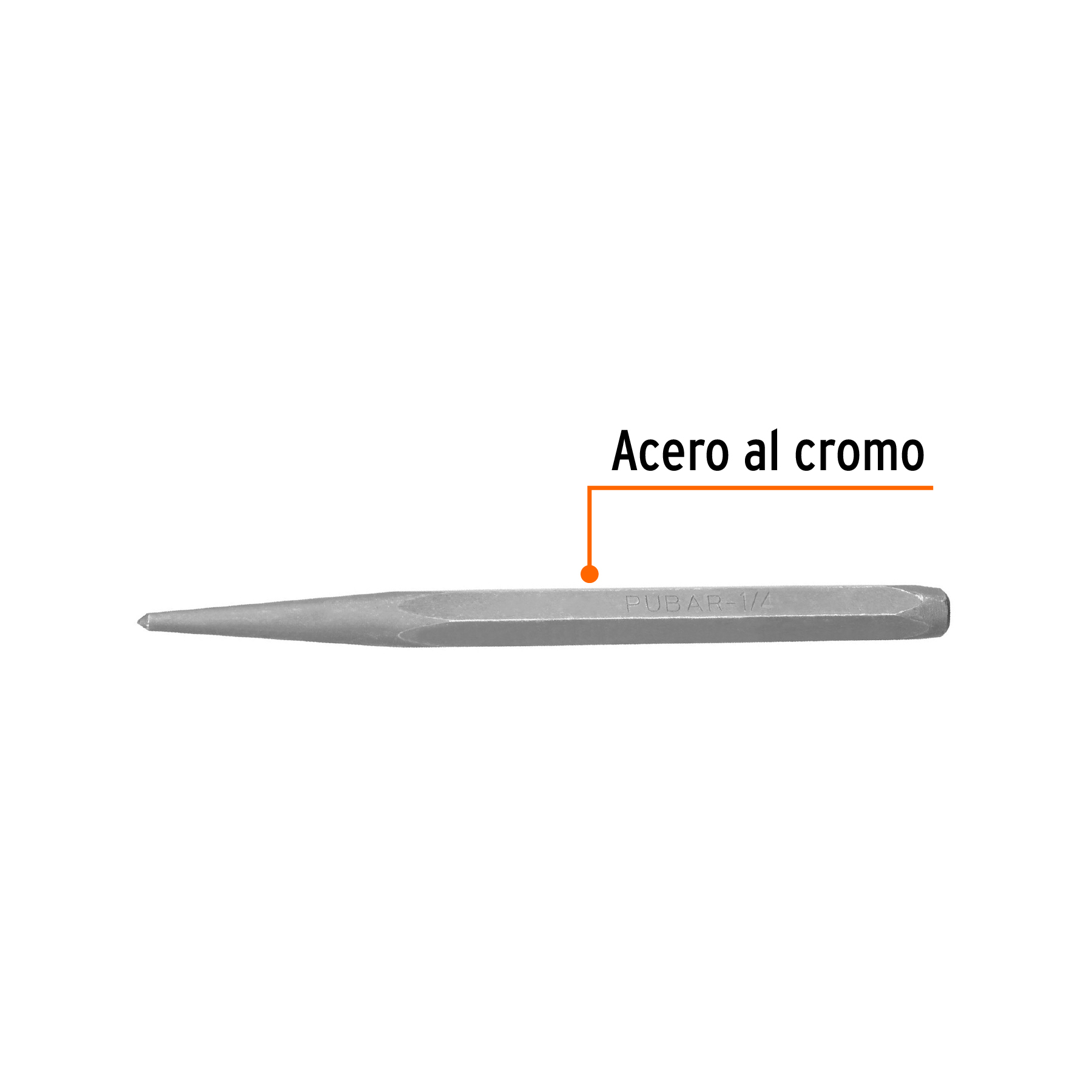 Punzón 1/4" para barrenar, largo 4-1/4"