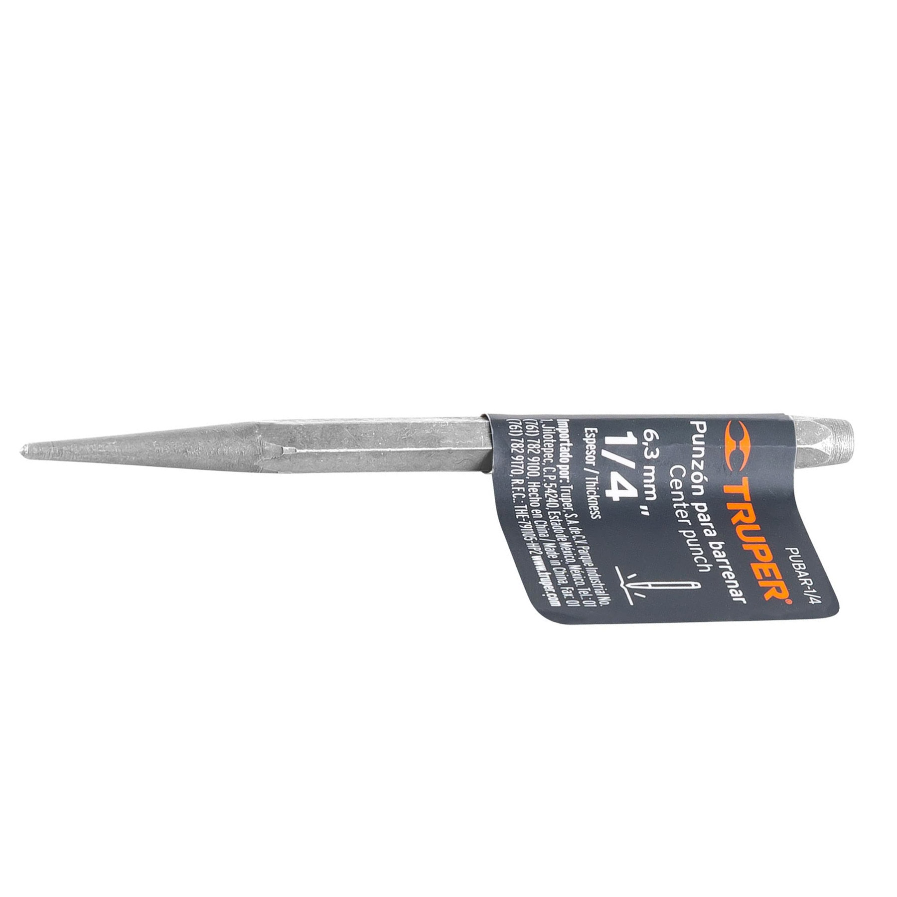 Punzón 1/4" para barrenar, largo 4-1/4"