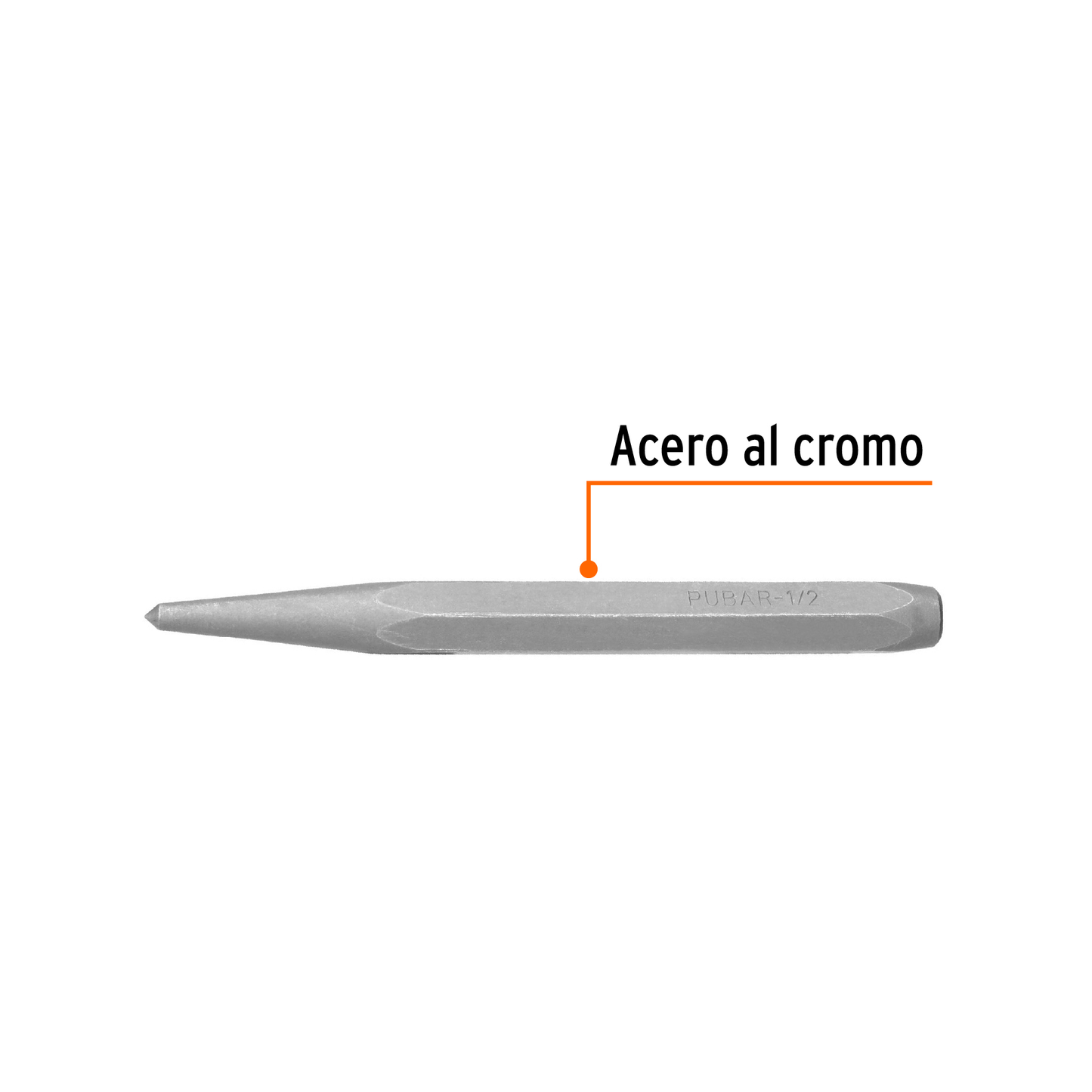 Punzon 1/2" para barrenar, largo 5-1/2"