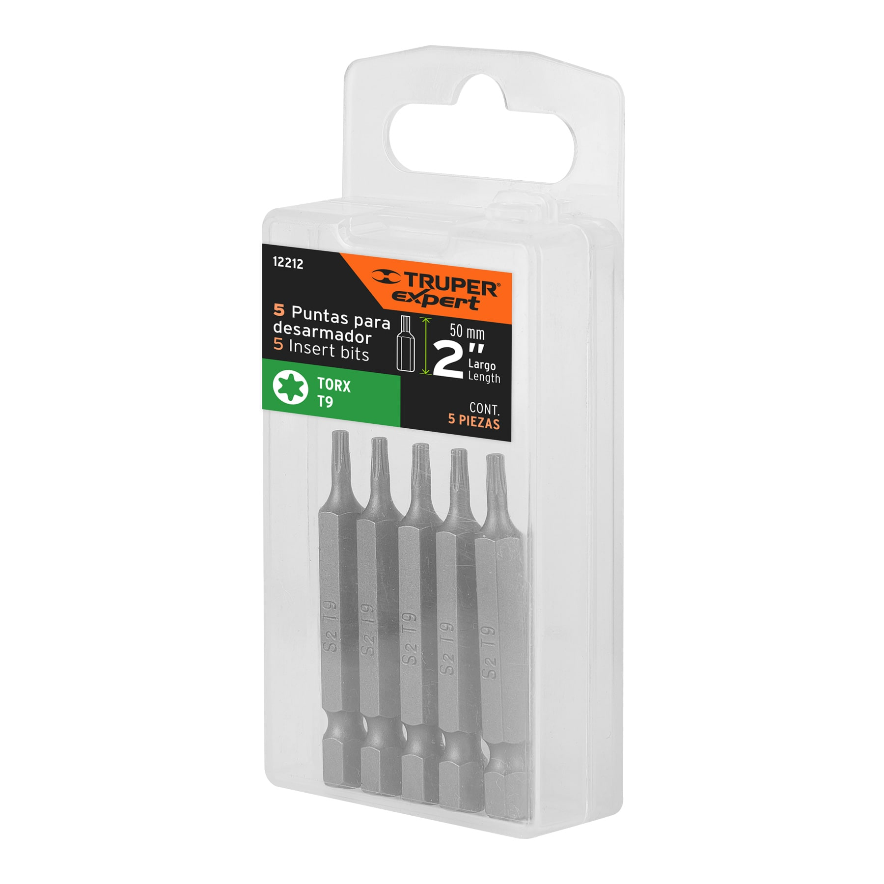 Puntas para desarmador Torx T9, 2", 5 piezas