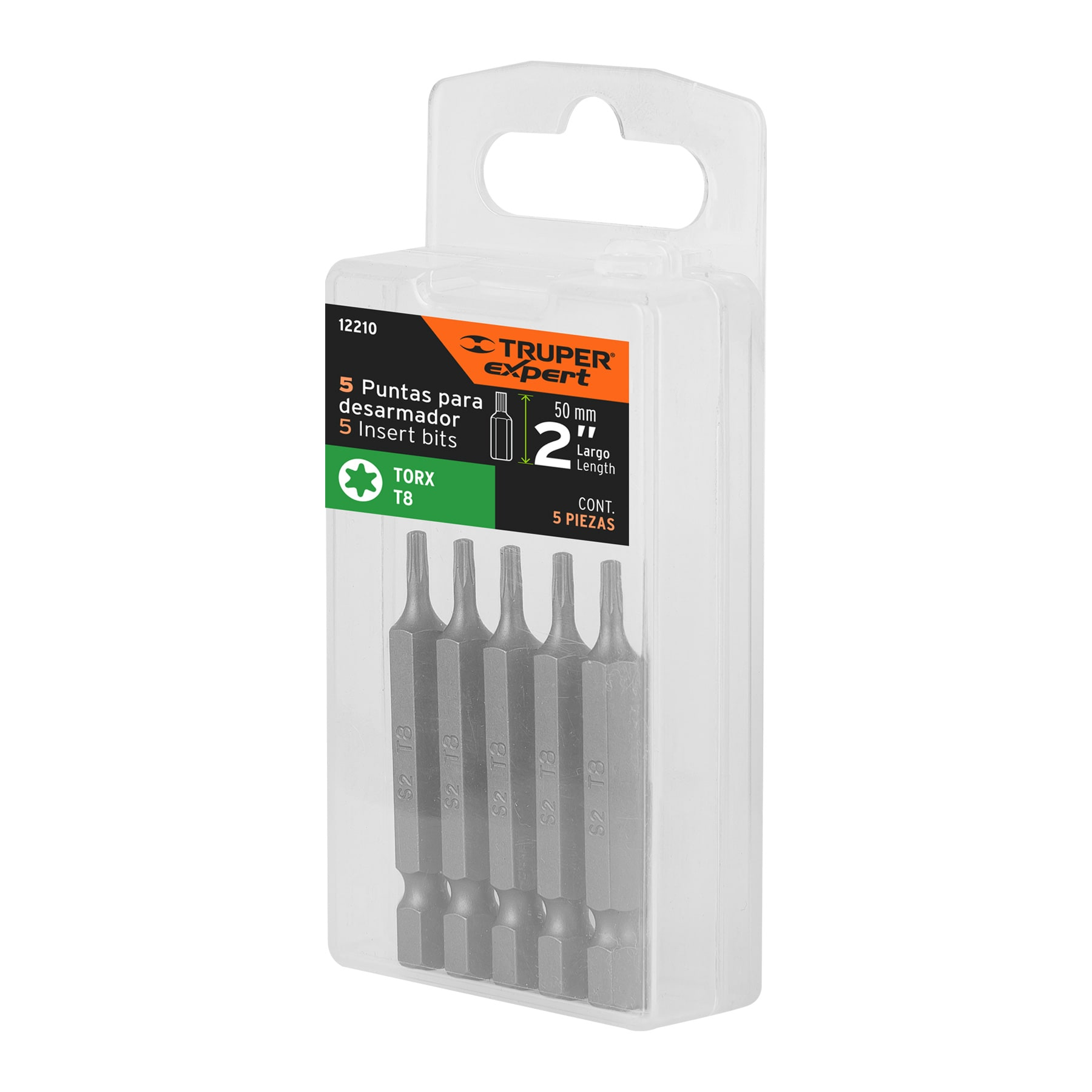 Puntas para desarmador Torx T8, 2", 5 piezas
