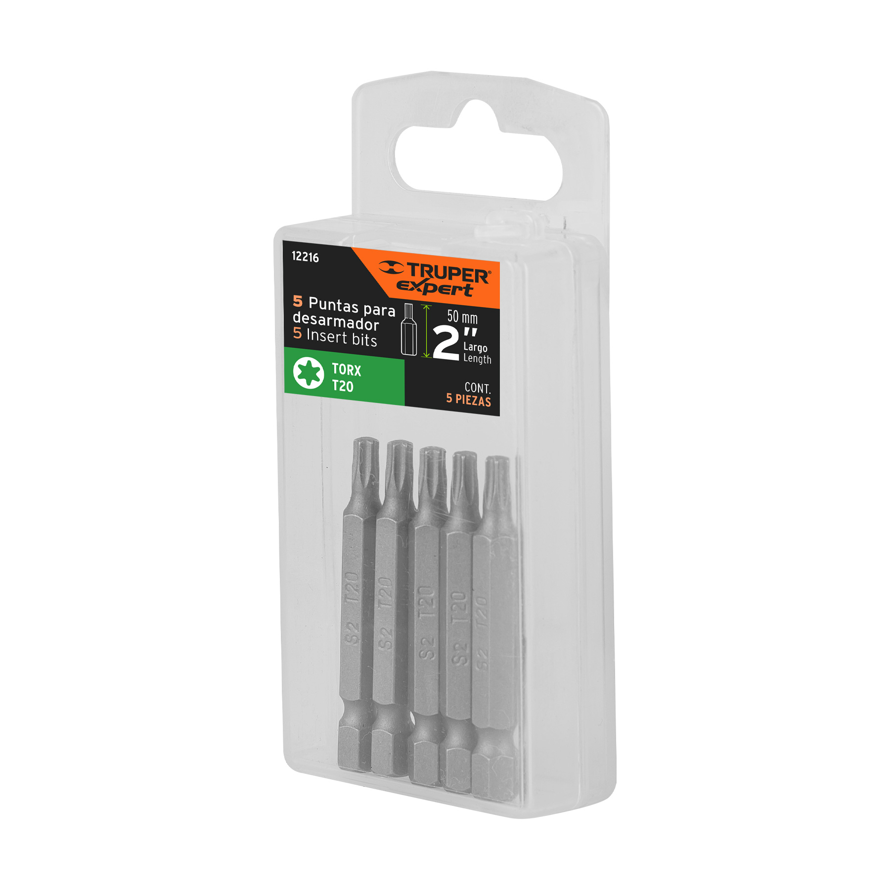 Puntas para desarmador Torx T20, 2", 5 piezas