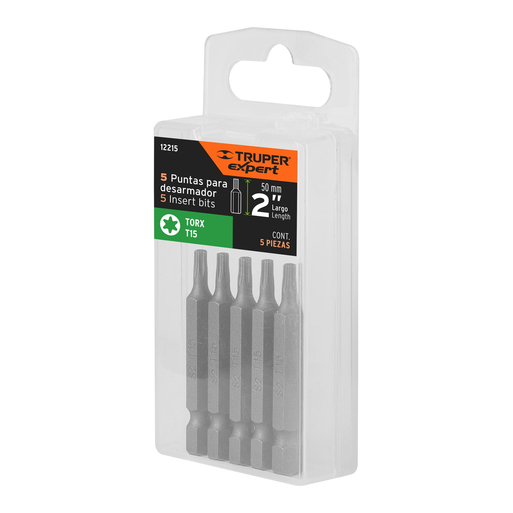 Puntas para desarmador Torx T15, 2", 5 piezas