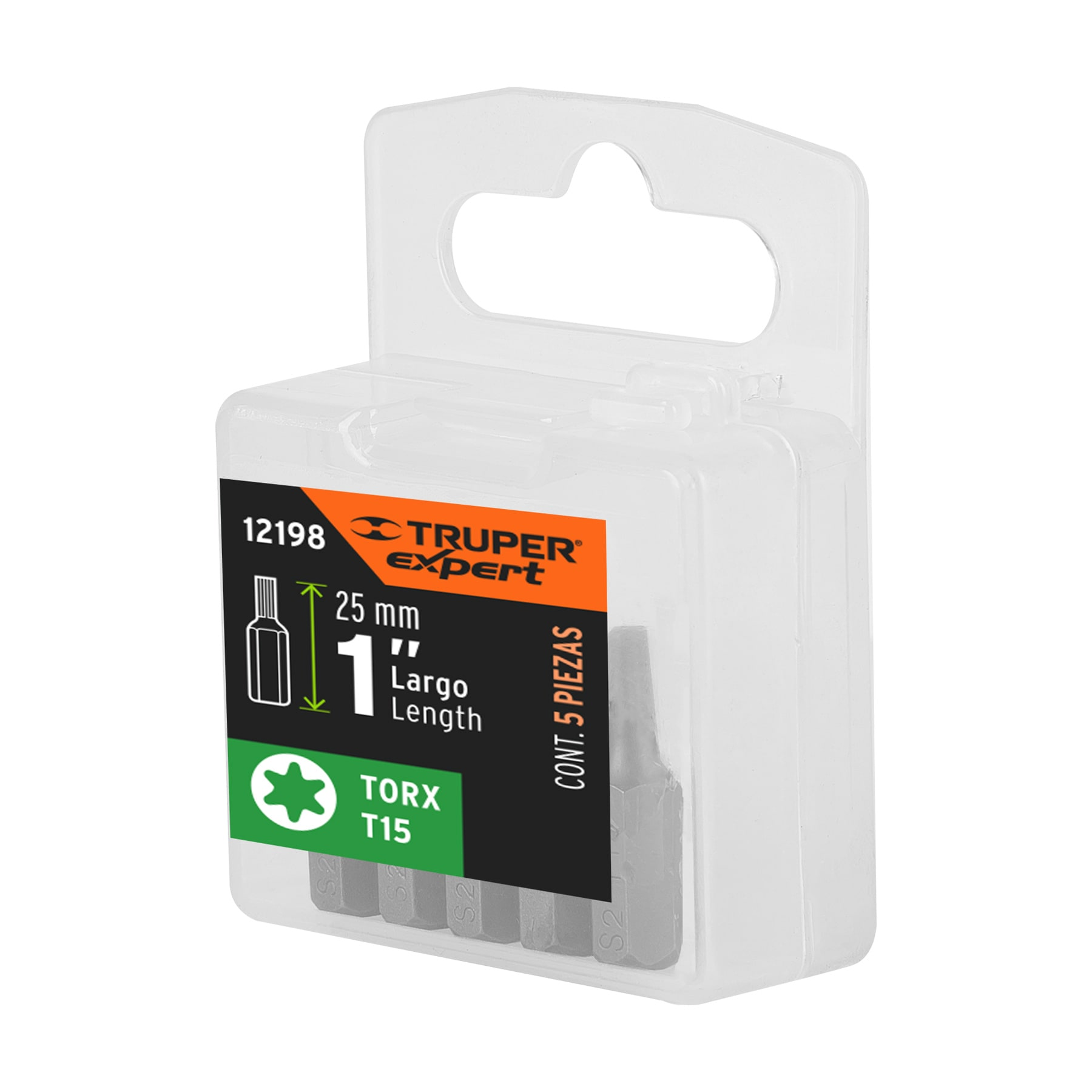 Puntas para desarmador Torx T15, 1", 5 piezas