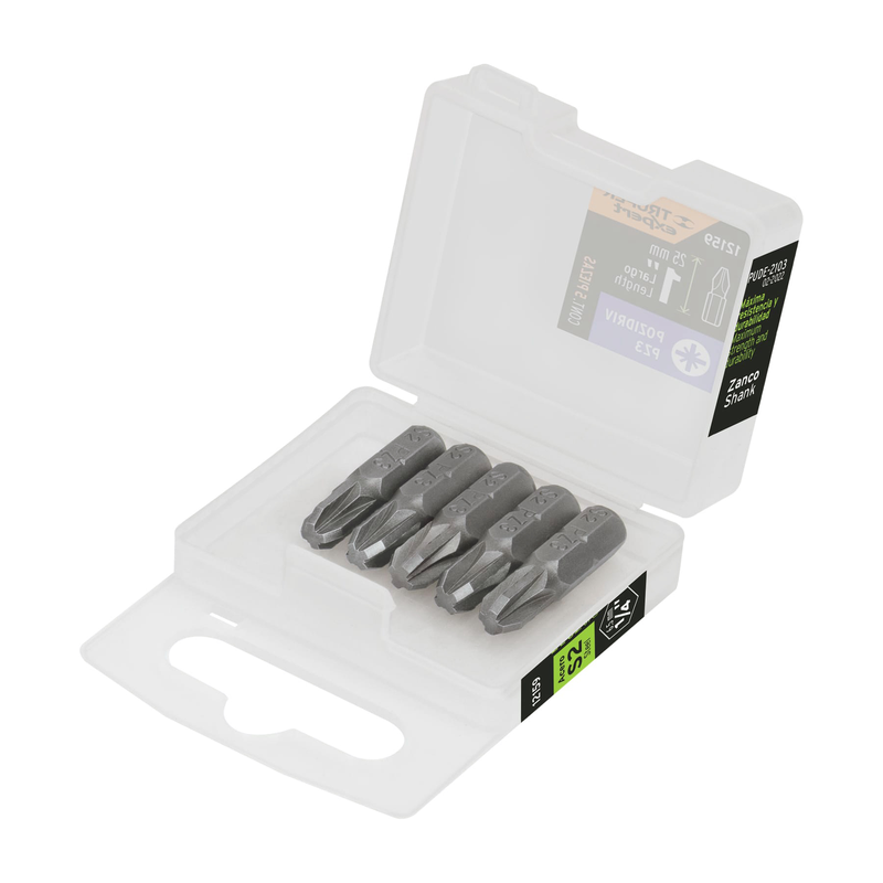 Puntas para desarmador Pozidriv, PZ3, 1", 5 piezas