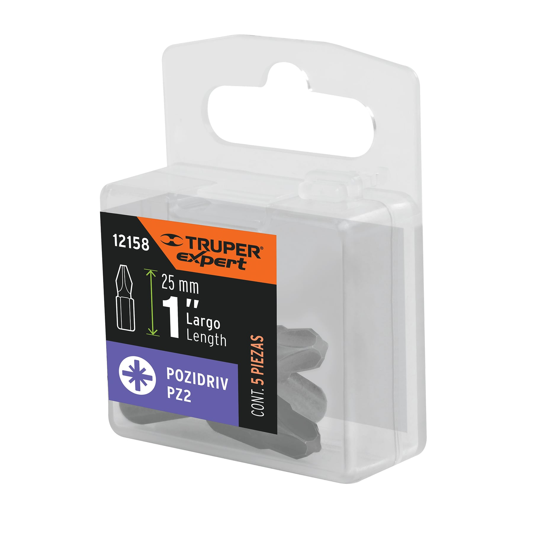 Puntas para desarmador Pozidriv, PZ2, 1", 5 piezas