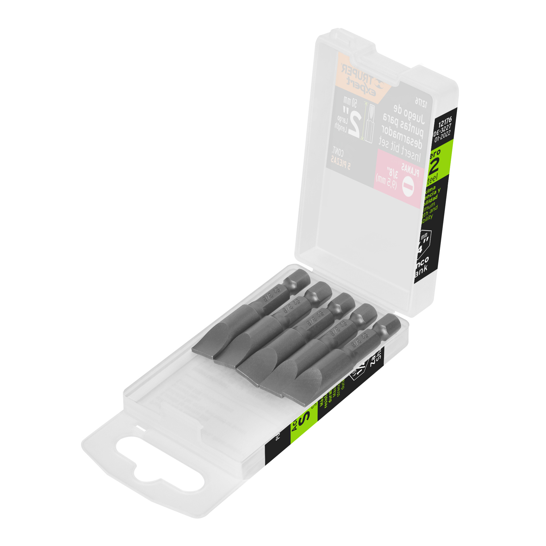 Puntas para desarmador planas, P37, 2", 5 piezas