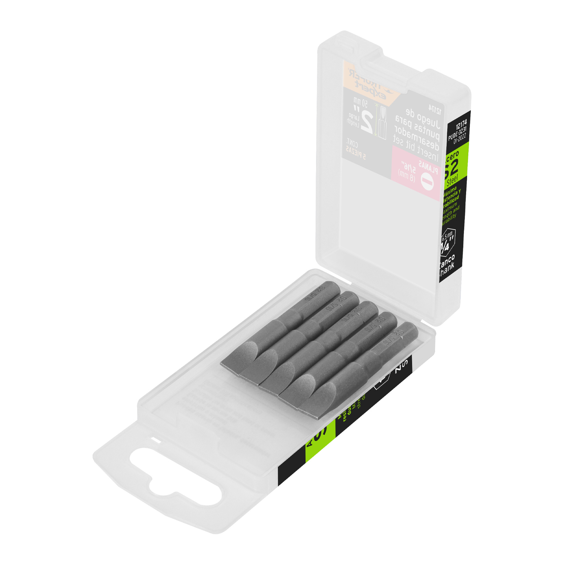 Puntas para desarmador planas, P31, 2", 5 piezas