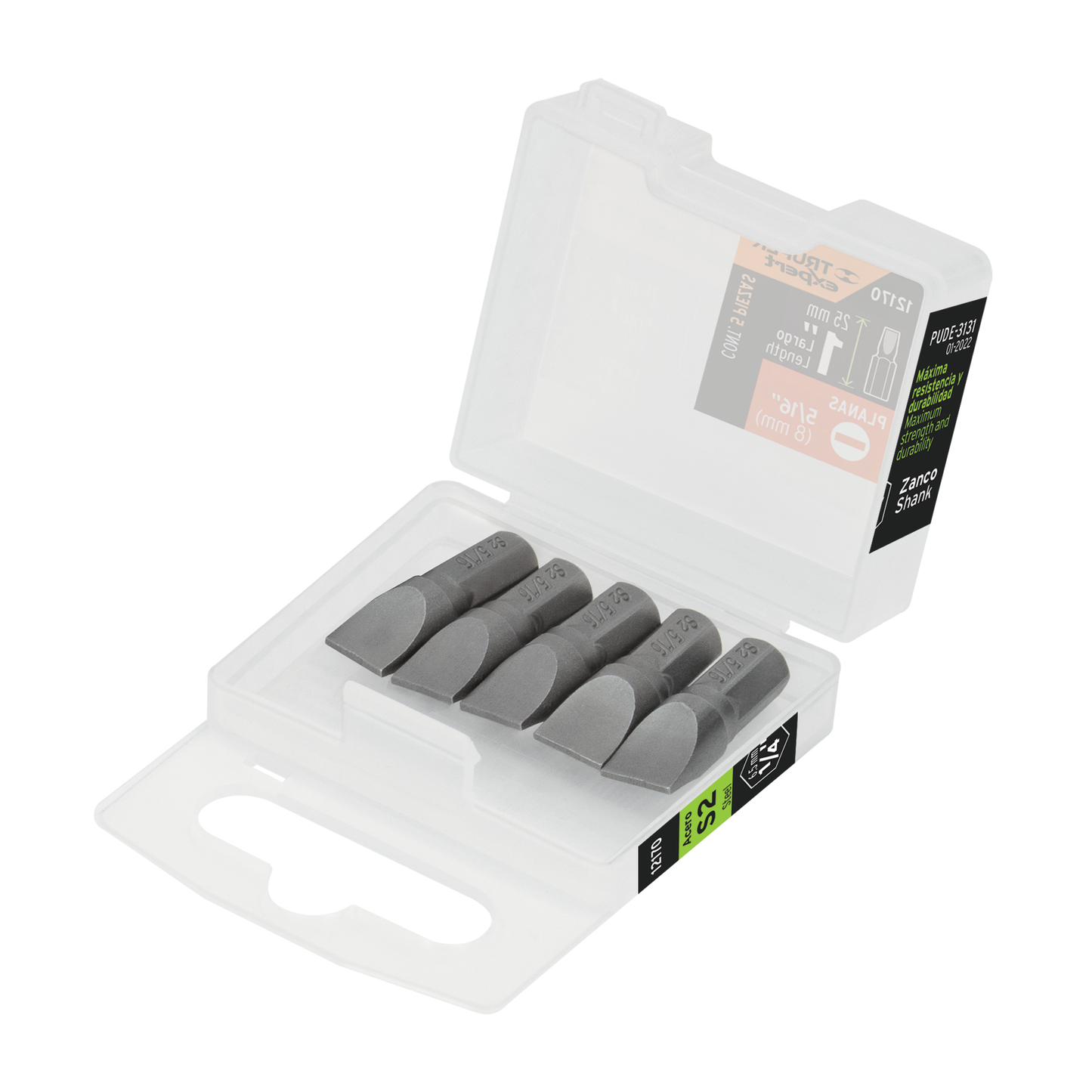Puntas para desarmador planas, P31, 1", 5 piezas