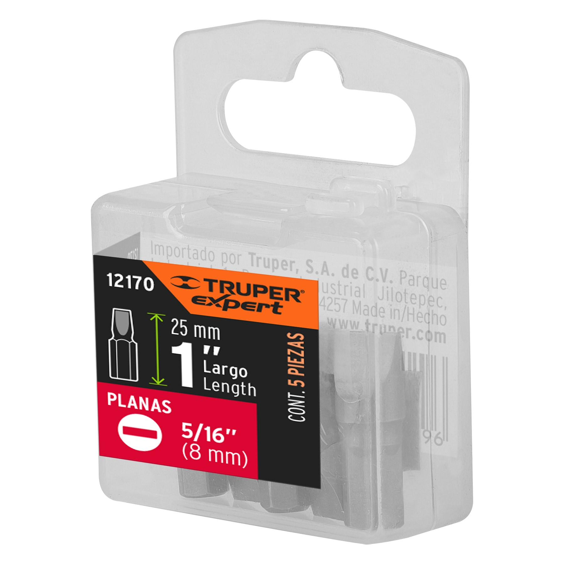 Puntas para desarmador planas, P31, 1", 5 piezas