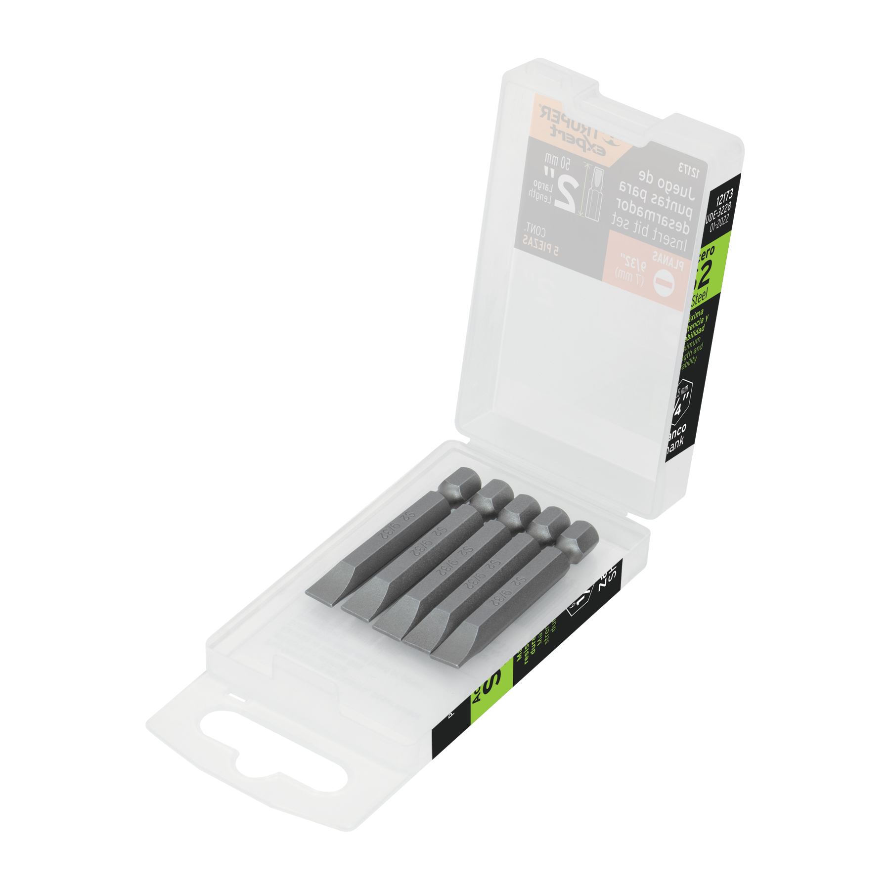 Puntas para desarmador planas, P28, 2", 5 piezas