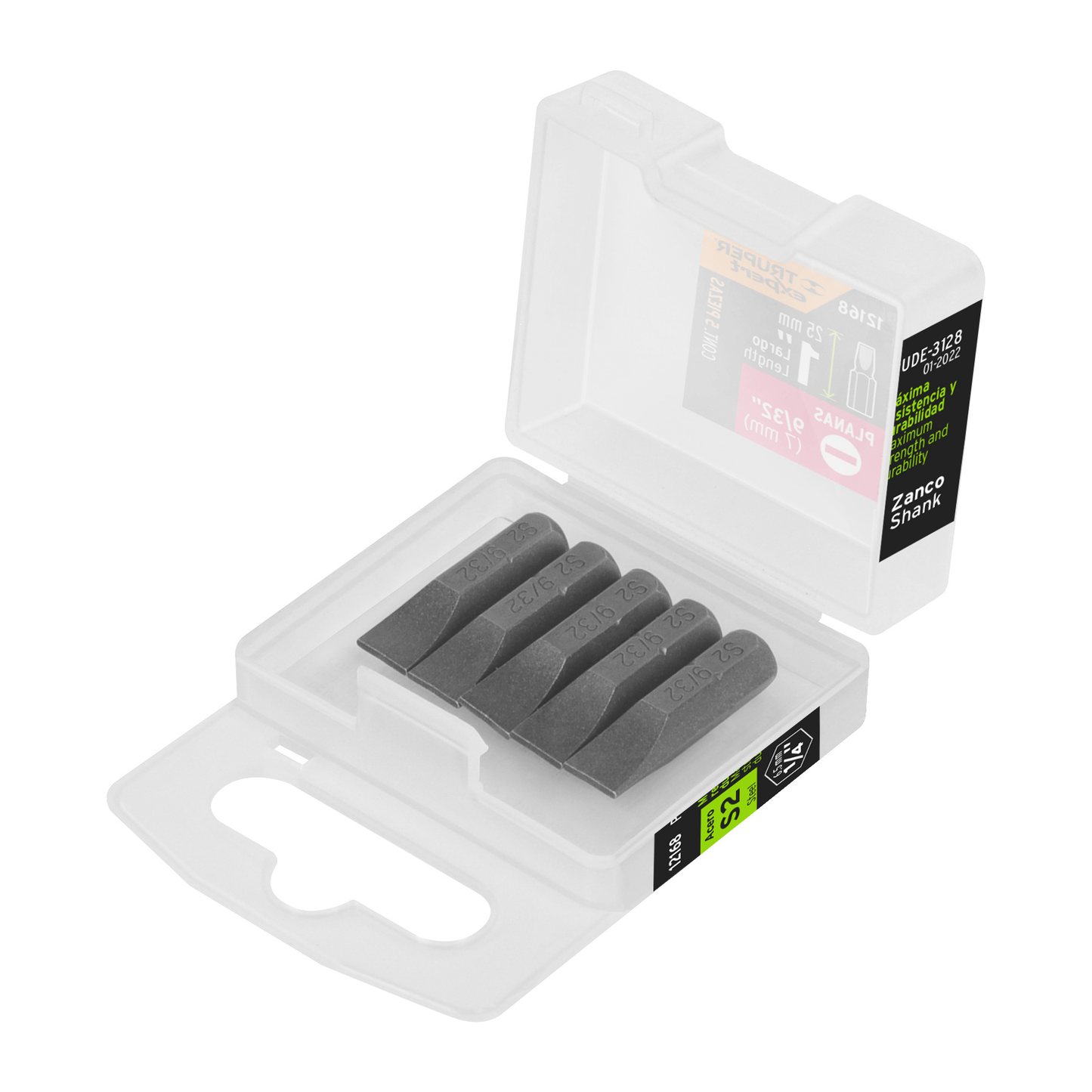 Puntas para desarmador planas, P28, 1", 5 piezas