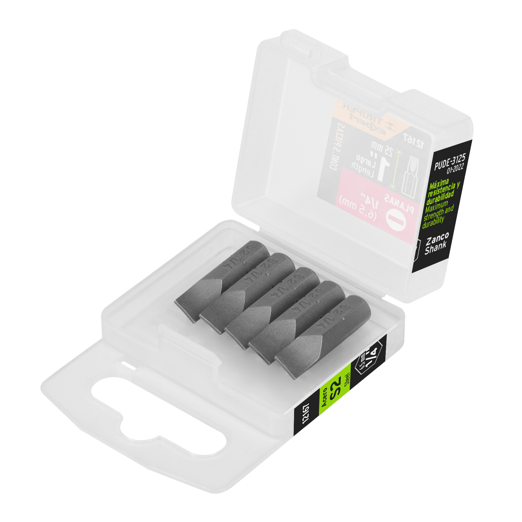 Puntas para desarmador planas, P25, 1", 5 piezas