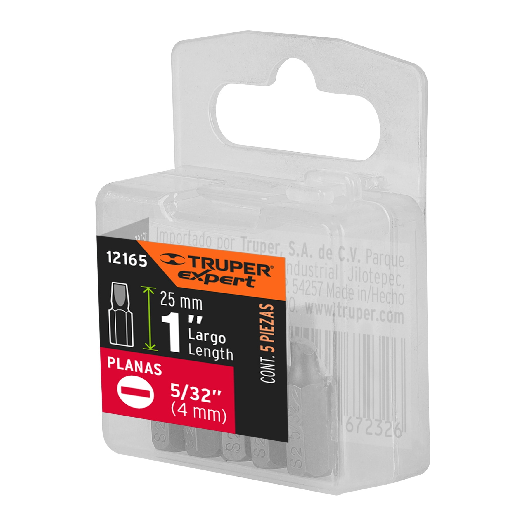 Puntas para desarmador planas, P15, 1", 5 piezas