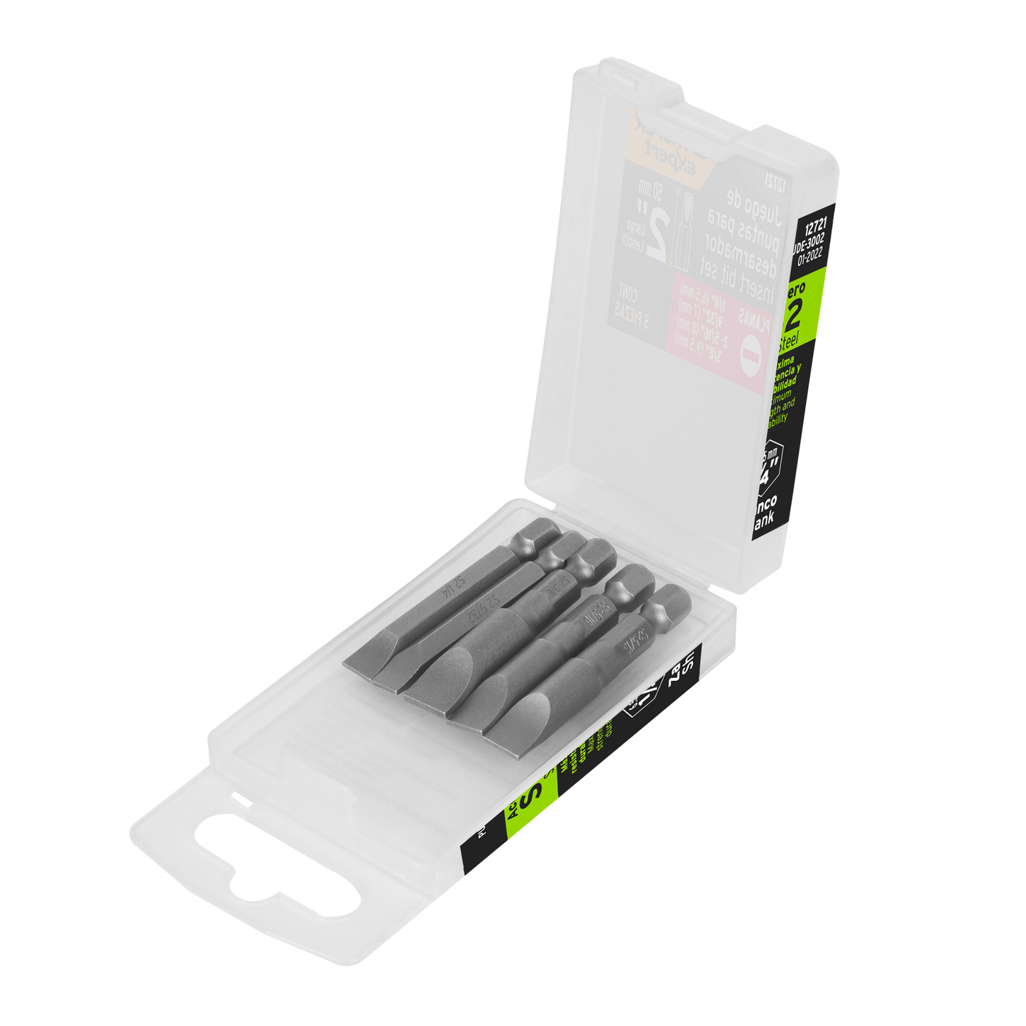 Puntas para desarmador planas combinadas 2", 5 piezas