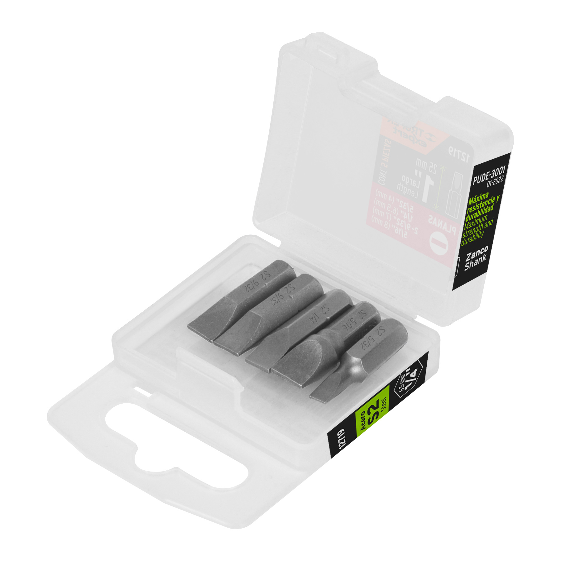 Puntas para desarmador planas combinadas 1", 5 piezas