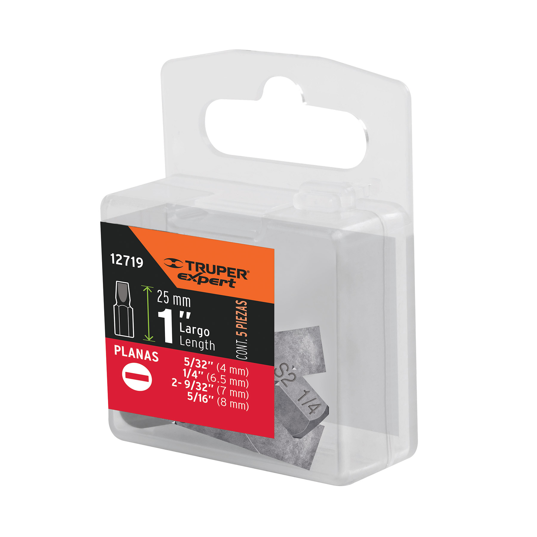 Puntas para desarmador planas combinadas 1", 5 piezas