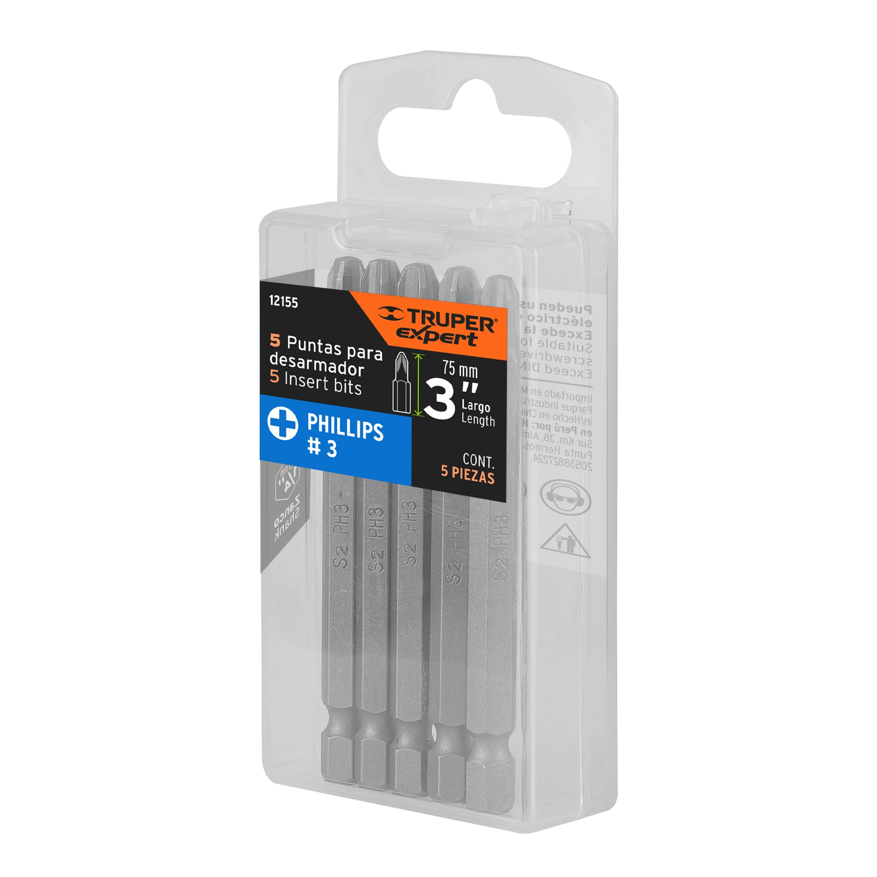 Puntas para desarmador Phillips PH3, 3", 5 piezas