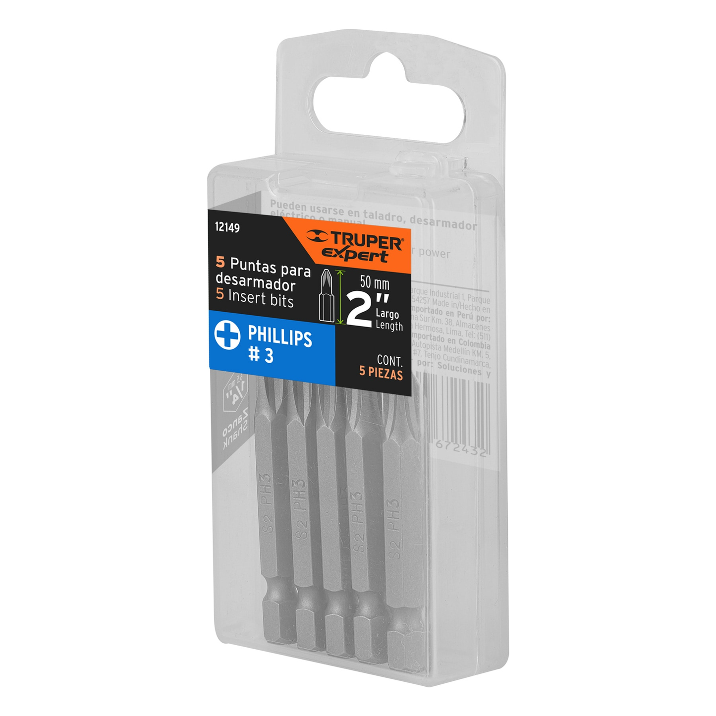 Puntas para desarmador Phillips PH3, 2", 5 piezas