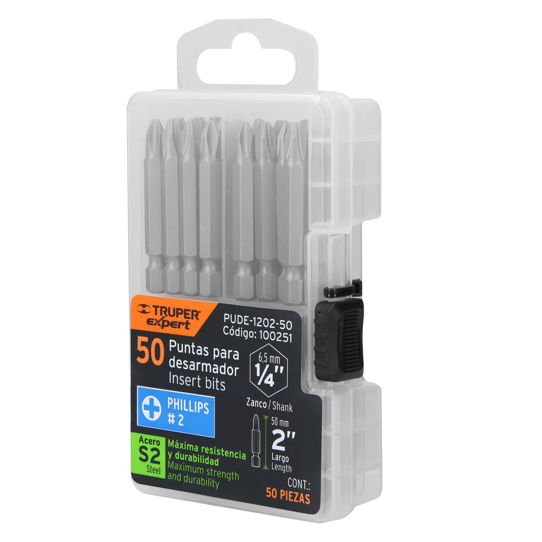 Puntas para desarmador Phillips PH2,2",50pzas, Truper Expert