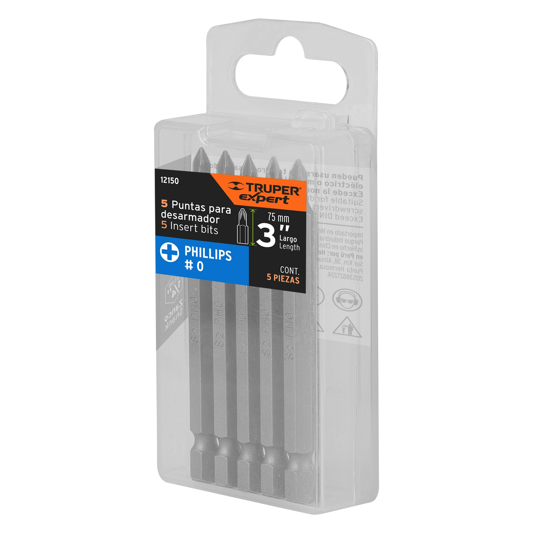 Puntas para desarmador Phillips PH0, 3", 5 piezas