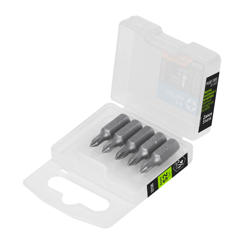 Puntas para desarmador Phillips PH0, 1", 5 piezas