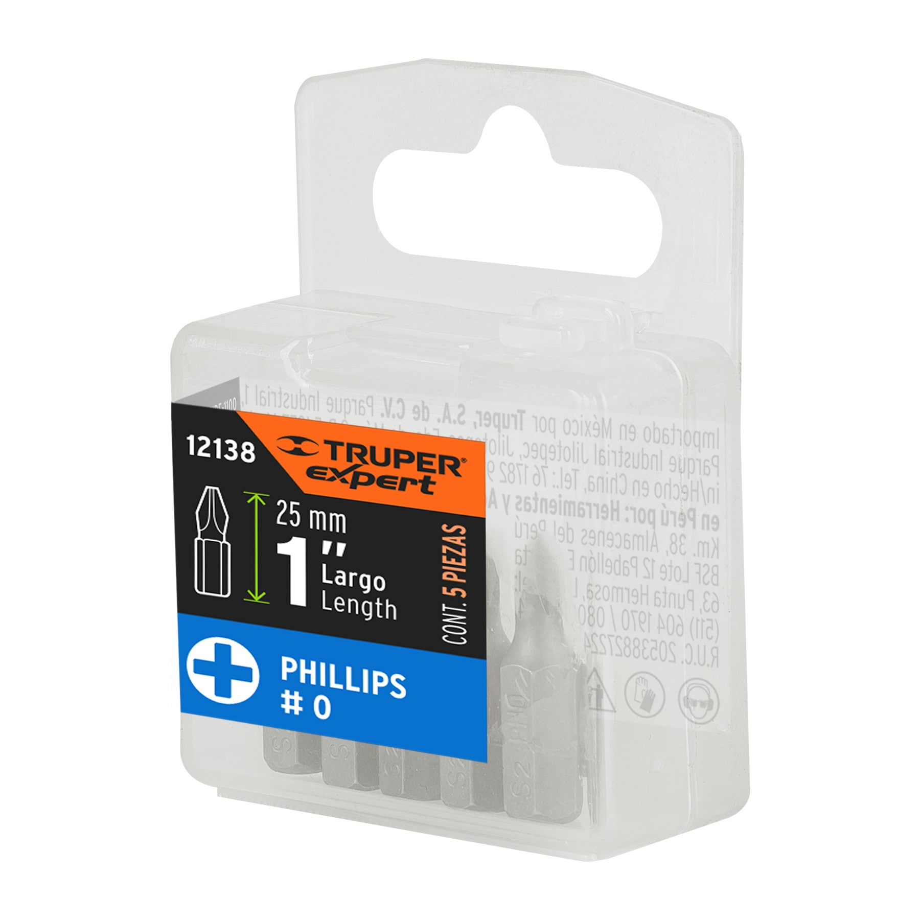 Puntas para desarmador Phillips PH0, 1", 5 piezas