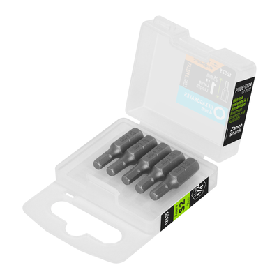 Estuche con 5 puntas hexagonales de 4 mm largo 1", EXPERT