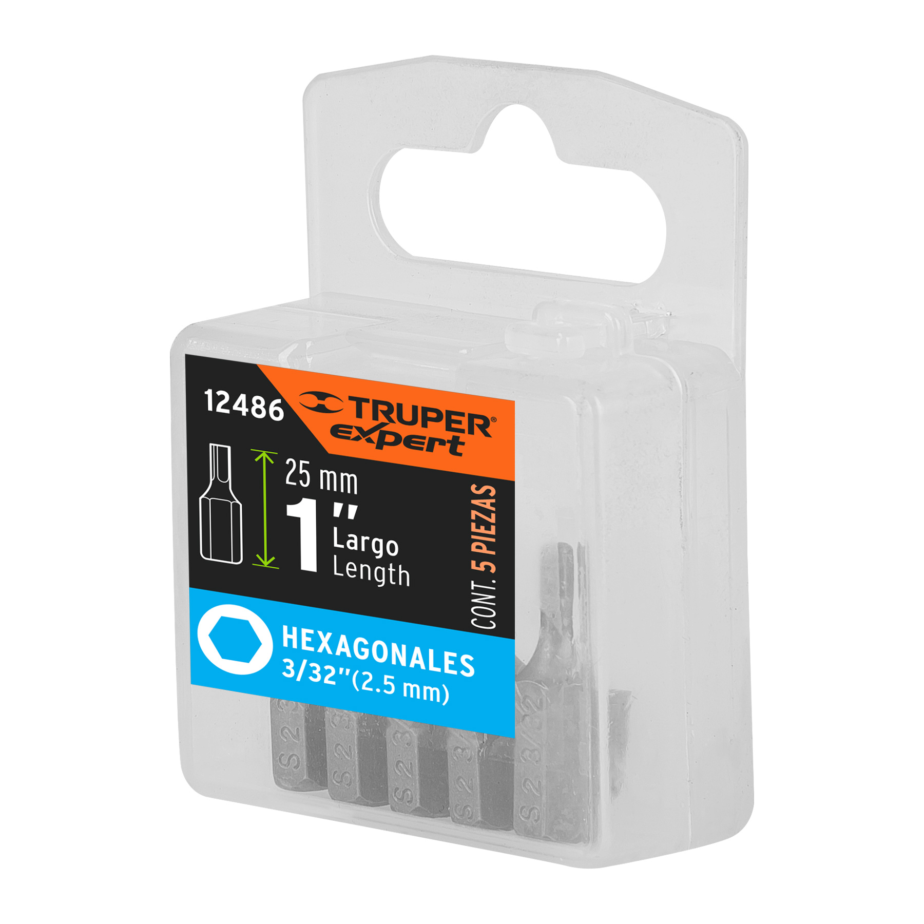 Puntas para desarmador hexagonales 3/32, 1", 5 piezas