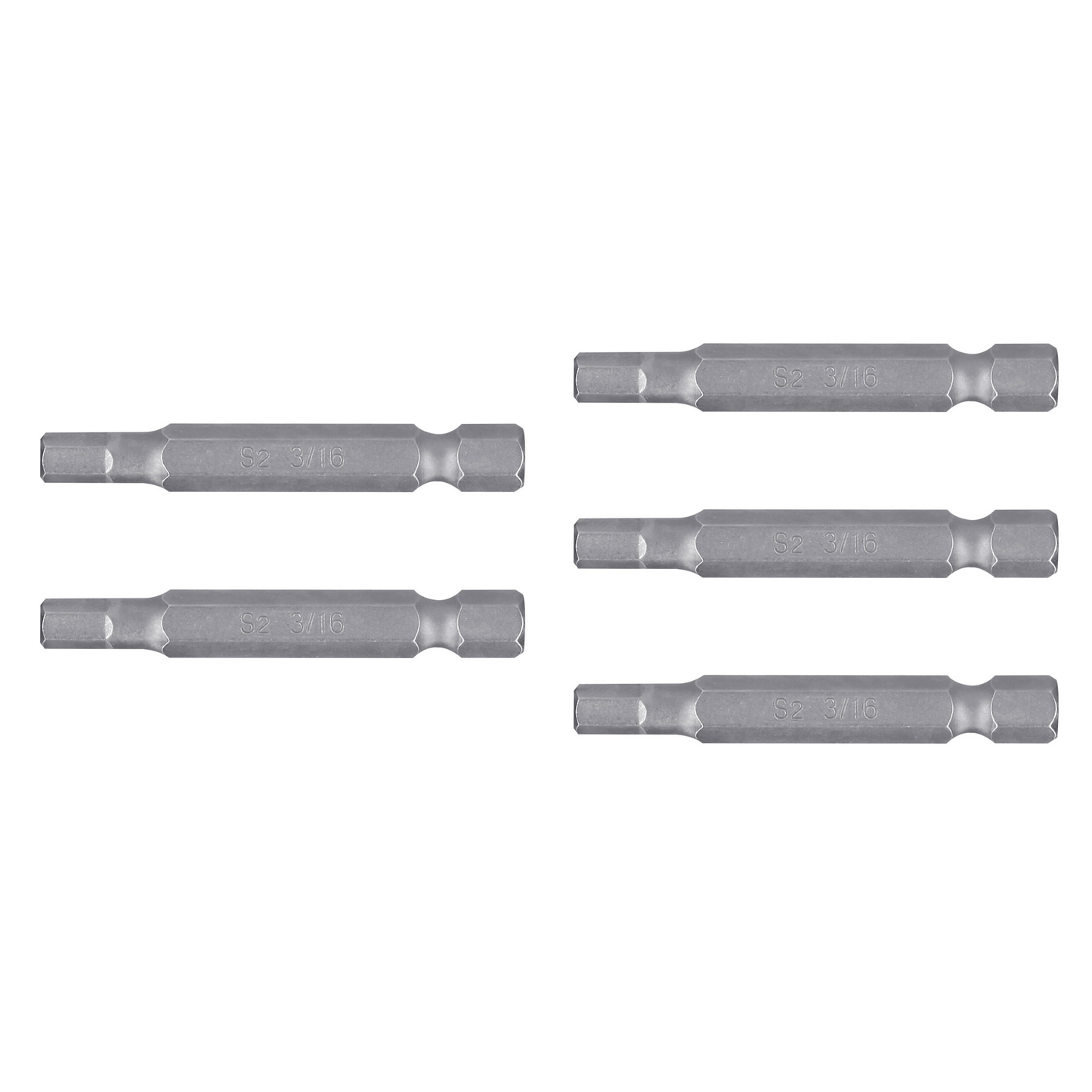 Puntas para desarmador hexagonales 3/16, 2", 5 piezas