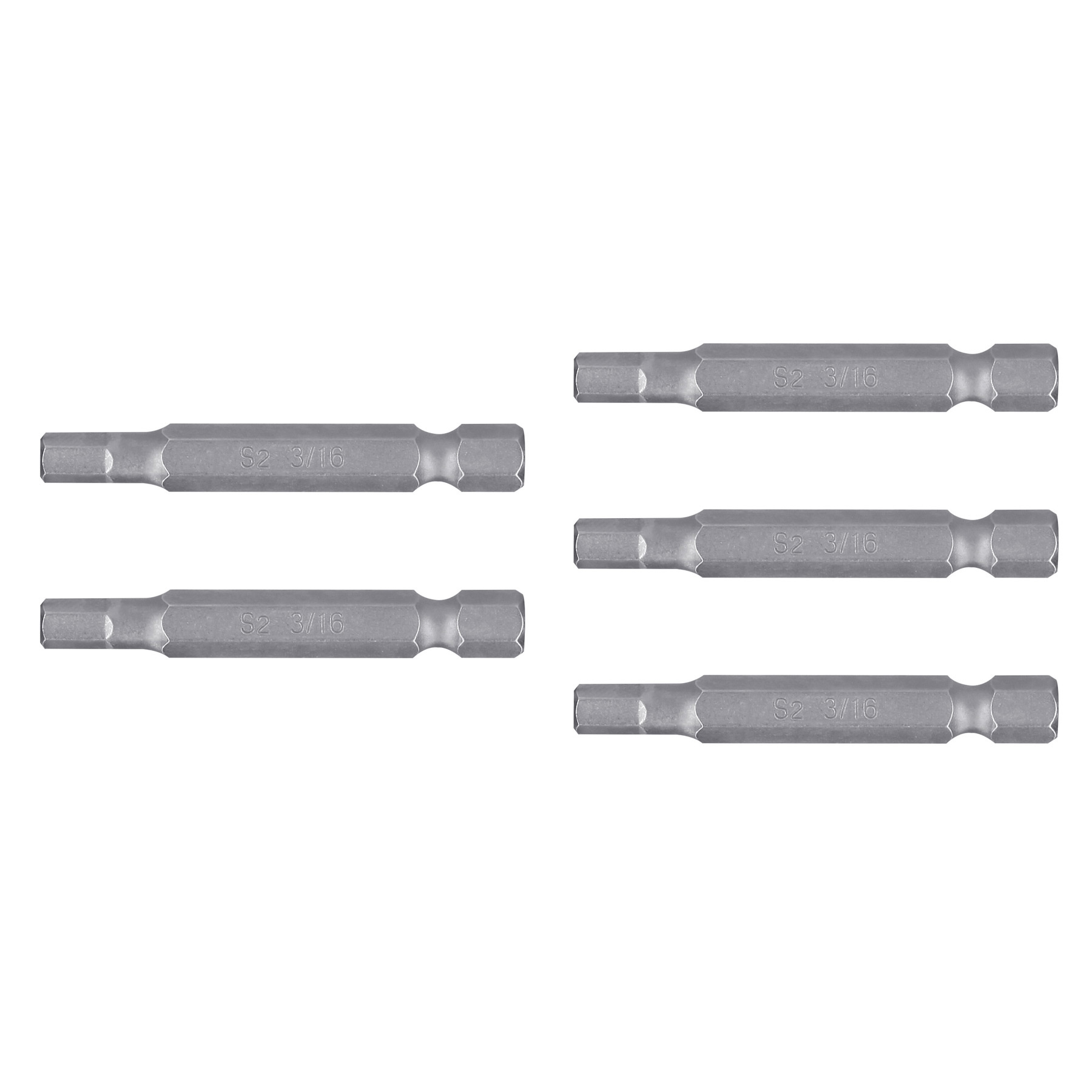 Puntas para desarmador hexagonales 3/16, 2", 5 piezas