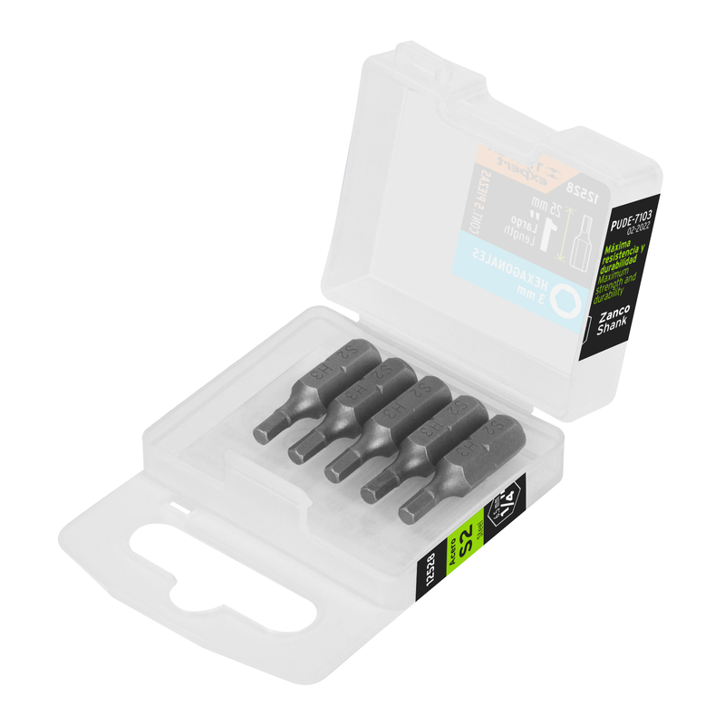 Puntas para desarmador hexagonales 3 mm, 1", 5 piezas
