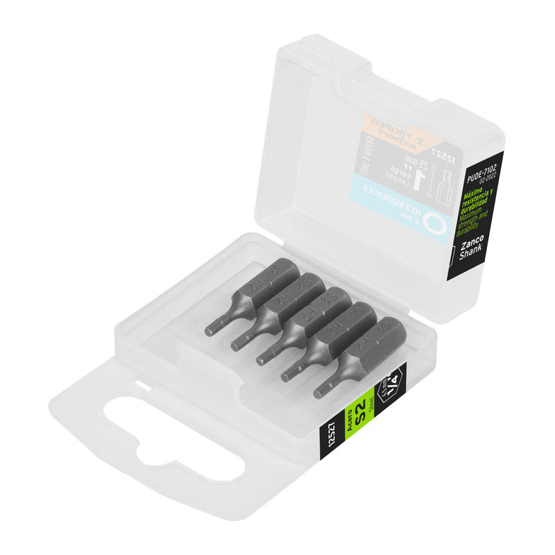 Puntas para desarmador hexagonales 2 mm, 1", 5 piezas