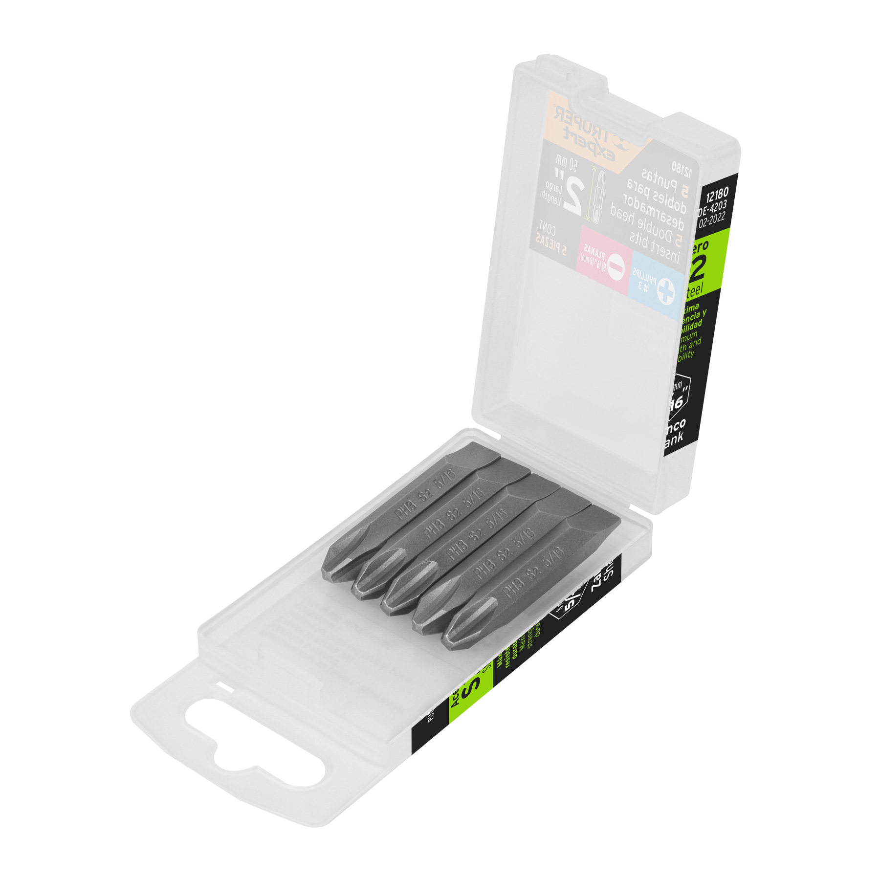 Puntas para desarmador dobles, PH3, plana 5/16", largo 2-3/8
