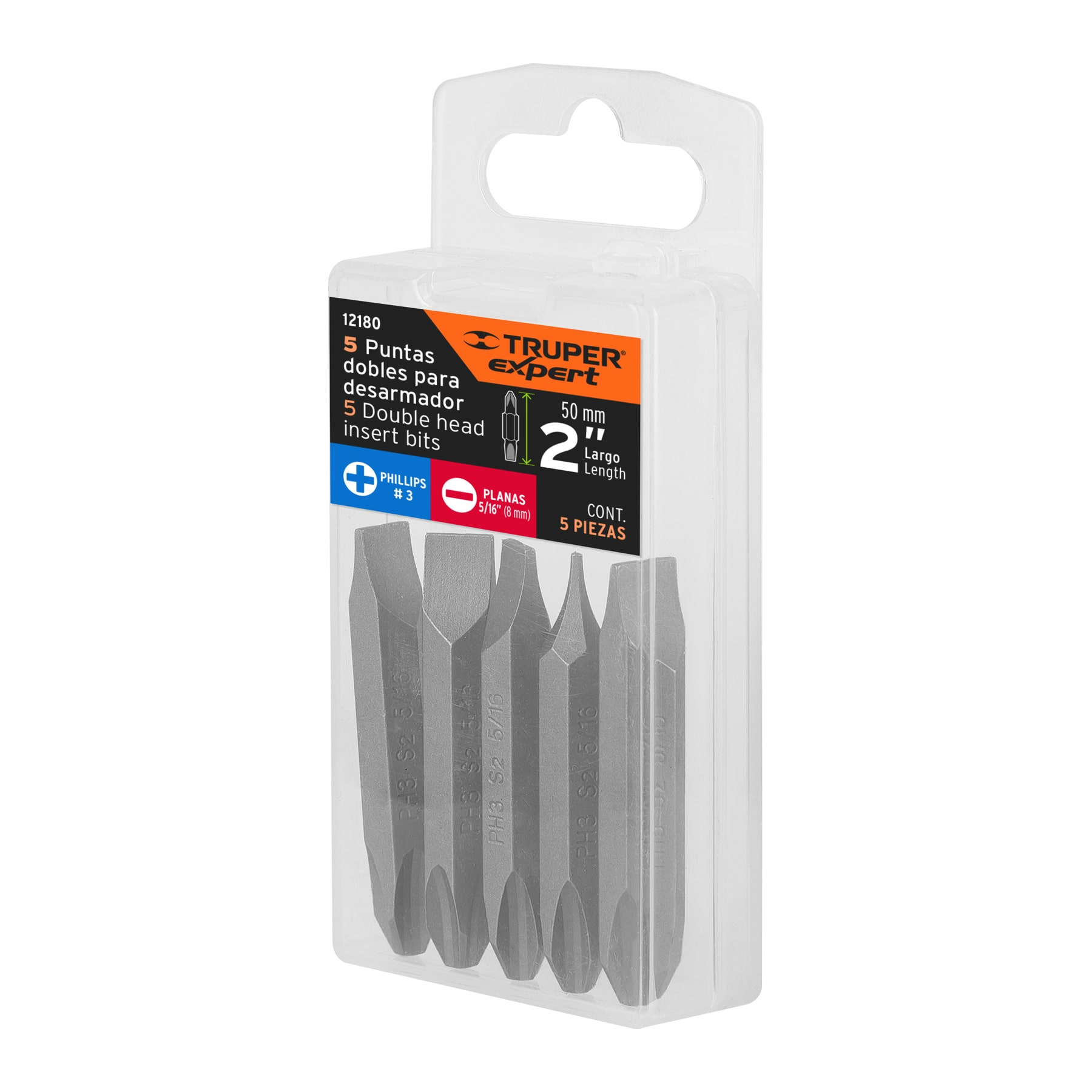Puntas para desarmador dobles, PH3, plana 5/16", largo 2-3/8