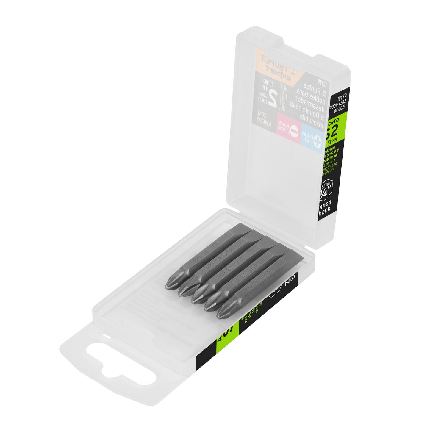 Puntas para desarmador dobles, PH2, plana 9/32",largo 2-3/8"