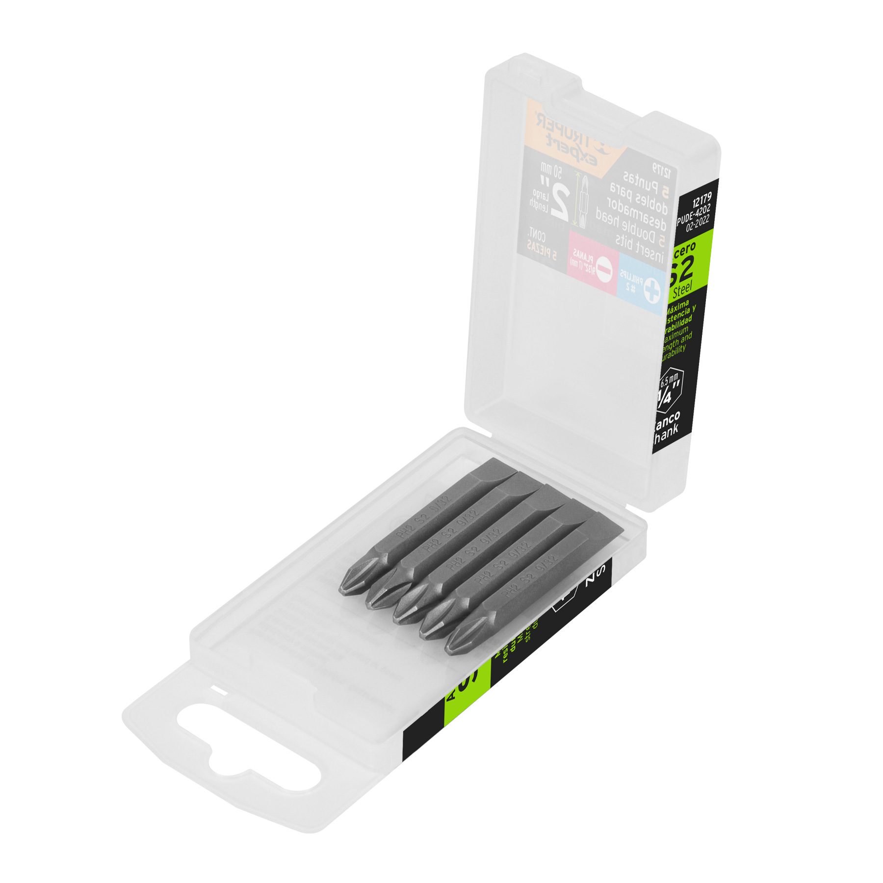 Puntas para desarmador dobles, PH2, plana 9/32",largo 2-3/8"