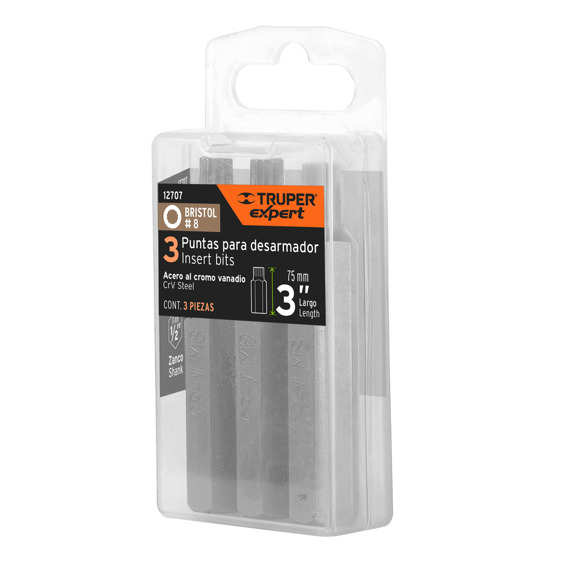 Puntas para desarmador bristol M8, 3", 3 piezas