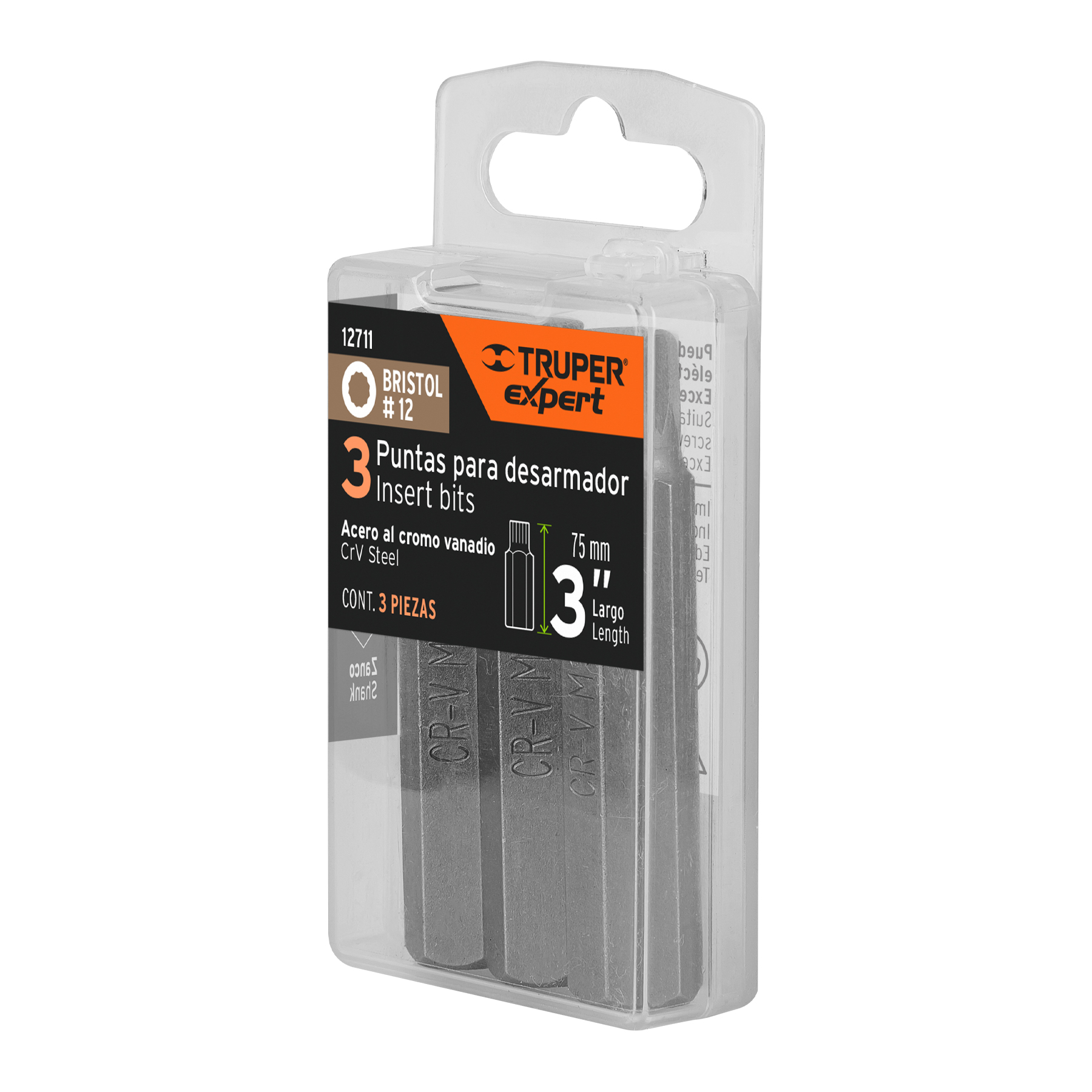 Puntas para desarmador bristol M12, 3", 3 piezas