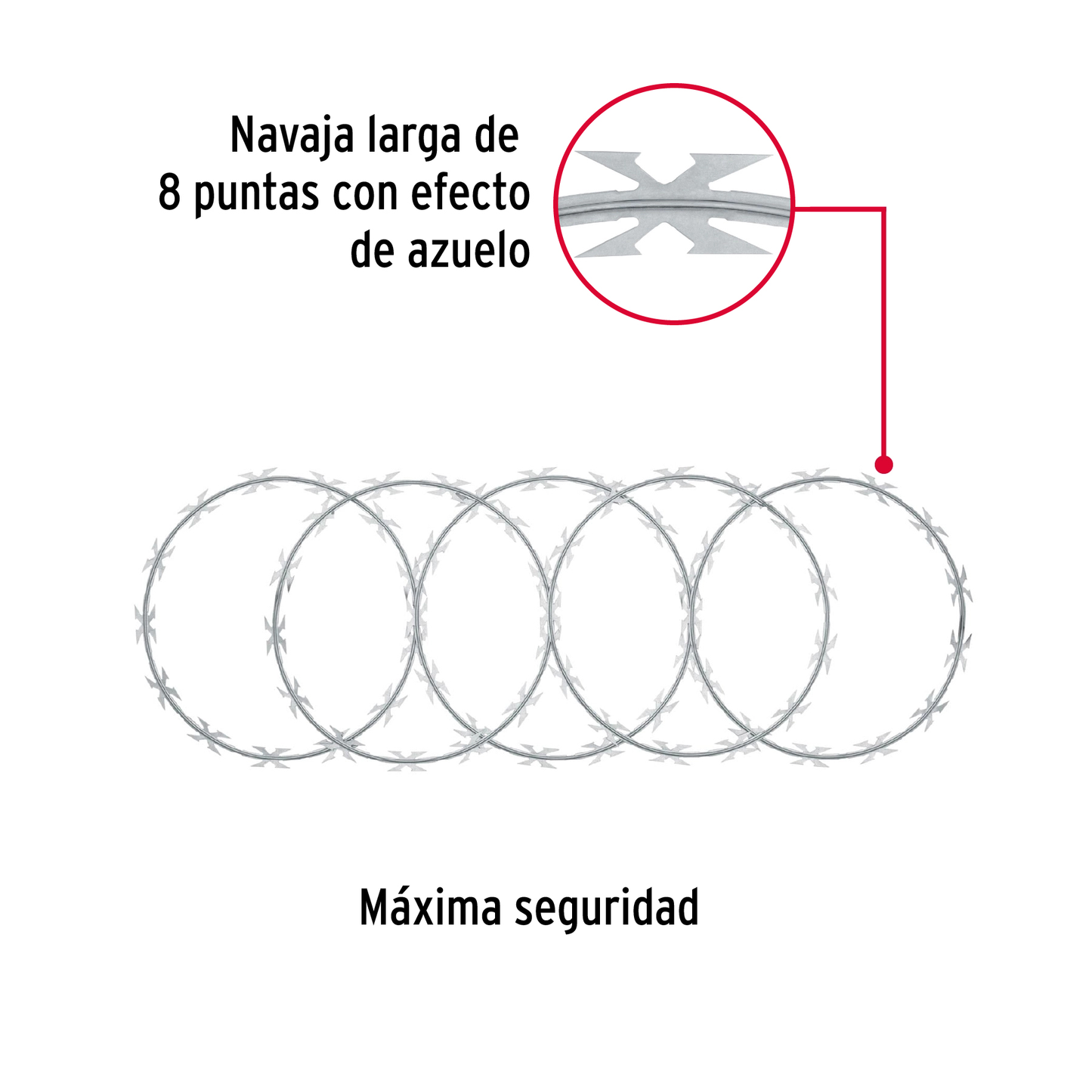 Púa concertina, máxima seguridad, 45 cm diámetro